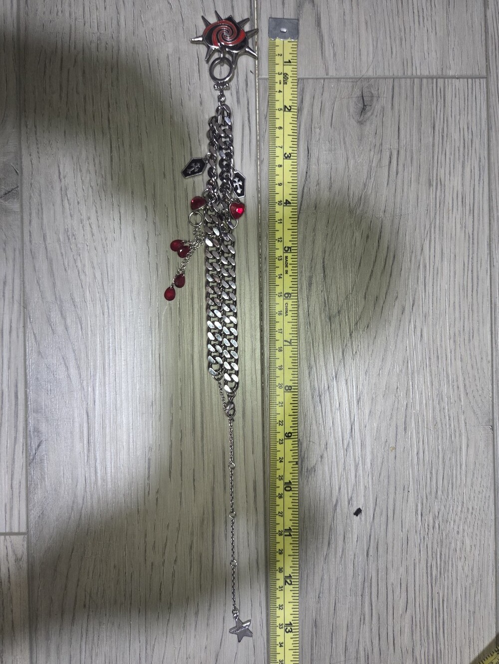 Handmade Red Black Silver Scene Necklace Spike Heart Coffin Goth Punk Emo Steel - Picture 6 of 6